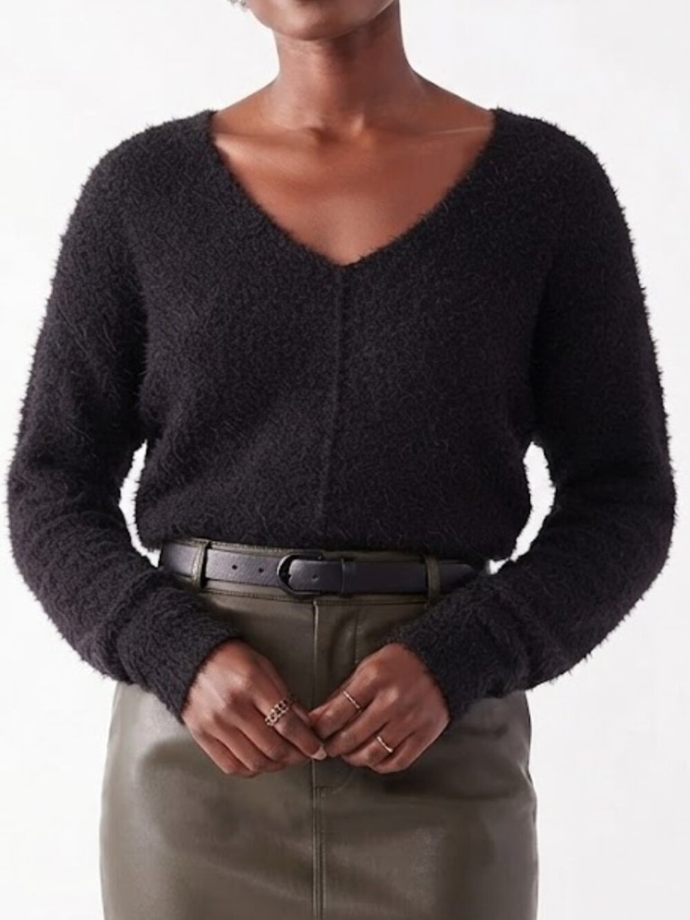 Free People - Icing V-Neck Pullover Sweater OB1203697 | Black | XL
